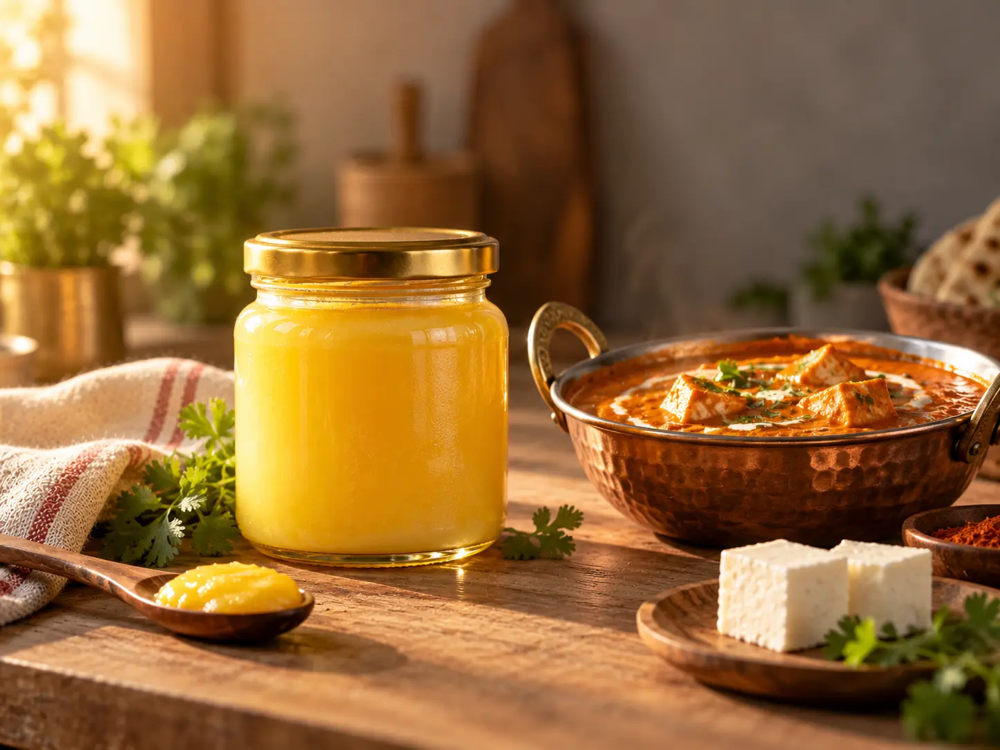 Paneer butter masala recipe, ghee gravy with paneer cubes