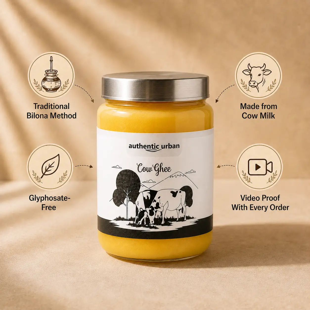 A2 Bilona cow ghee jar from Gir and Desi cows